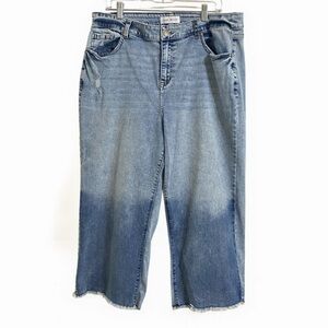 Lane Bryant Mid-Rise Wide Leg Ombre Crops Sz 16